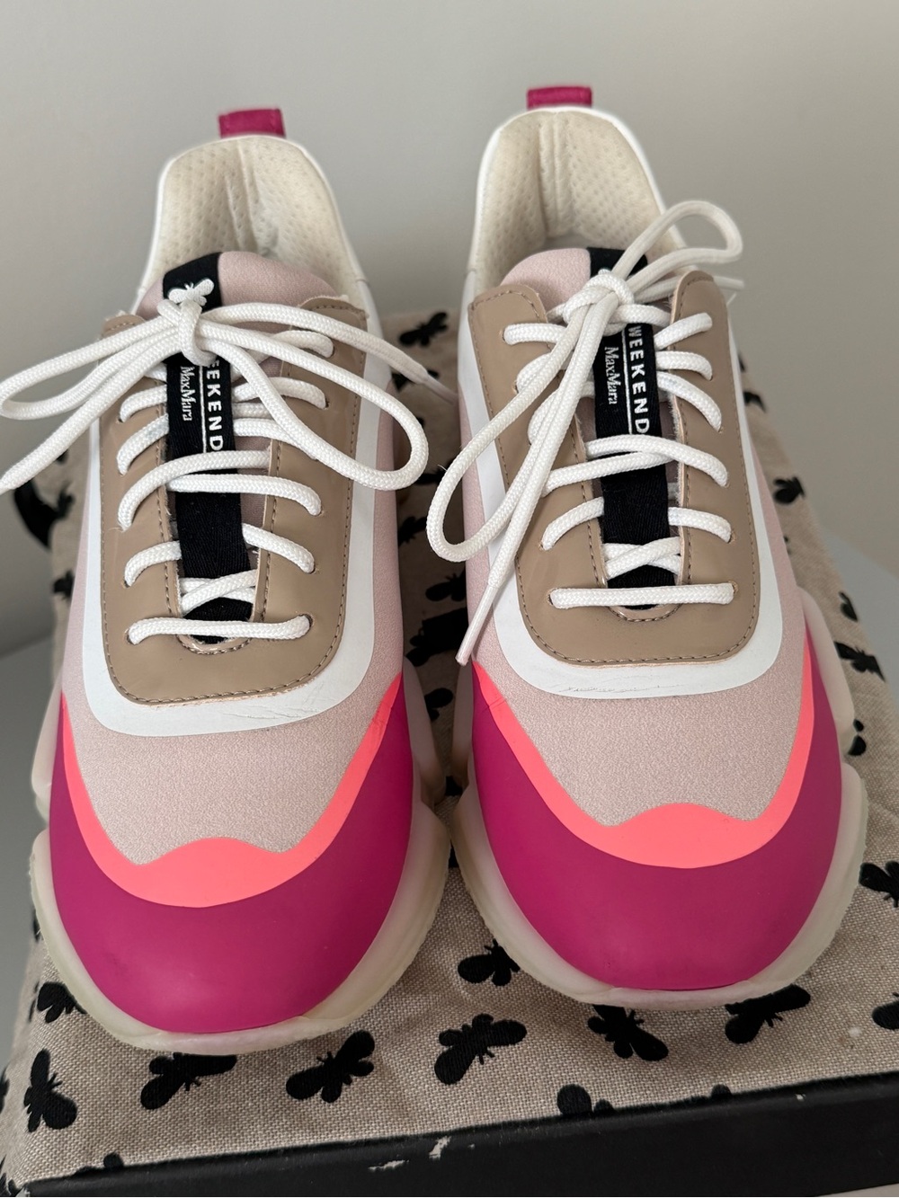 Weekend Max Mara Colorblock Pink Beige Sneakers